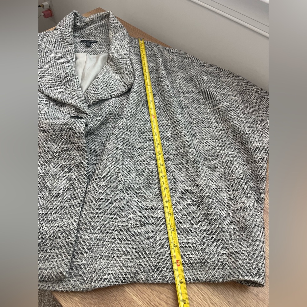 Eileen Fisher Blazer Jacket Soft White Black Italian Tweed Cotton XL Draped - Picture 9 of 11